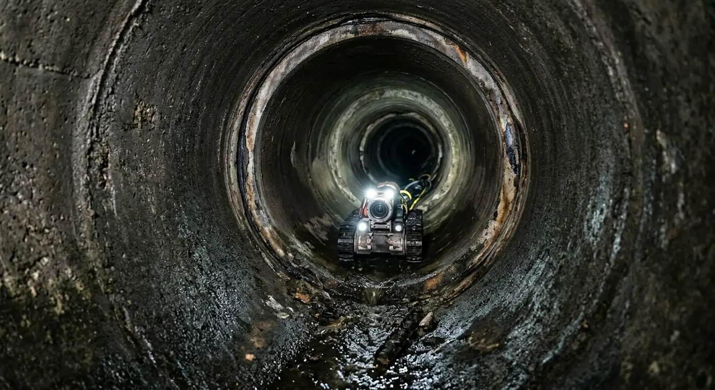 Robotic sewer camera inspecting pipe interior for Drain Snake Service in Black Forest